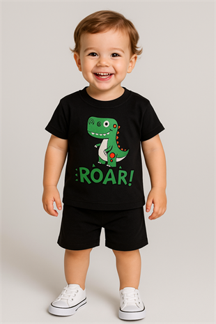 1592 - Roar Baskılı Erkek Çocuk Takım - Koyu Lacivert
