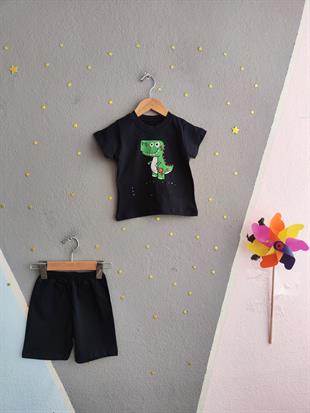 1592 - Roar Baskılı Erkek Çocuk Takım - Koyu Lacivert