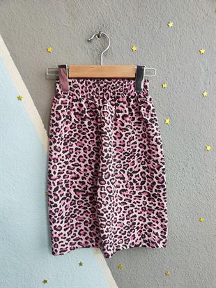 1595 - Love baskılı leopar desenli kız çocuk takımı - Toz Pembe