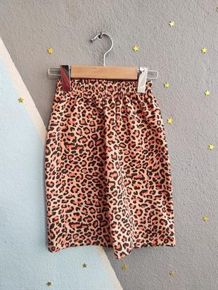 1595 - Love baskılı leopar desenli kız çocuk takımı - Nar çiçeği