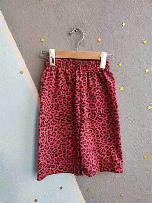 1595 - Love baskılı leopar desenli kız çocuk takımı - Fuşya
