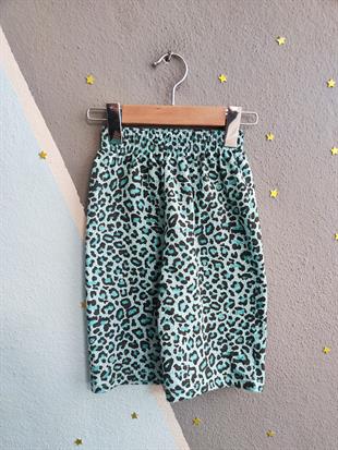 1595 - Love baskılı leopar desenli kız çocuk takımı - Yeşil