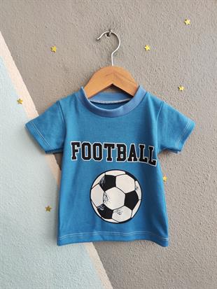1604 - Futbol Topu Baskılı Aylık Erkek Çocuk Takım - Mavi
