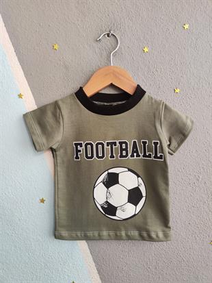 1604 - Futbol Topu Baskılı Aylık Erkek Çocuk Takım - Haki