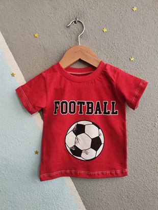 1604 - Futbol Topu Baskılı Aylık Erkek Çocuk Takım - Kırmızı
