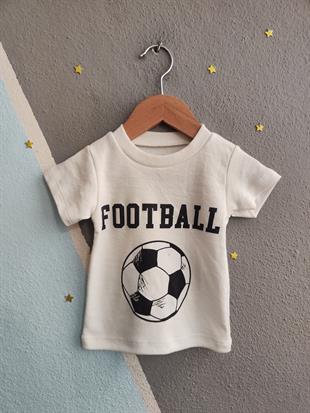1604 - Futbol Topu Baskılı Aylık Erkek Çocuk Takım - Krem - Kahve