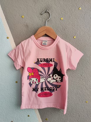 1625- Karakter Baskılı  Kız Takım- Toz Pembe