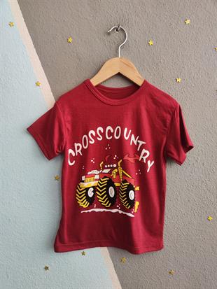 1644- Cross Country Baskılı Erkek Çocuk Takım - Bordo