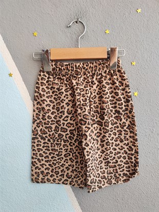 1650 - Karakter Baskılı Sıfır Kollu Kız Çocuk Takımı - Leopar