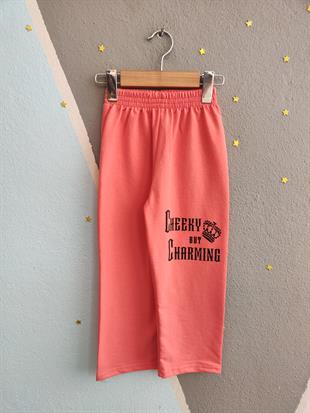 1680- Karakter Baskılı Kalpli Kız Çocuk Takım - Beyaz - Somon