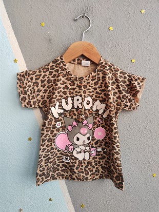 1688 - Fırfırlı Karakter Baskılı Kız Çocuk Takımı - Leopar 2