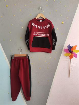 1700 - Wear The Future Baskılı Erkek Çocuk Takım - Bordo