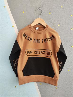 1700 - Wear The Future Baskılı Erkek Çocuk Takım - Kahve
