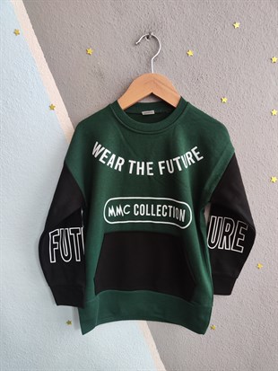 1700 - Wear The Future Baskılı Erkek Çocuk Takım - Zümrüt