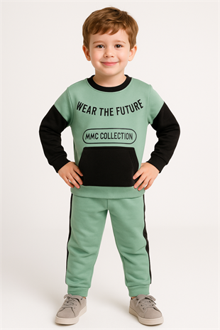 1700 - Wear The Future Baskılı Erkek Çocuk Takım - Yeşil