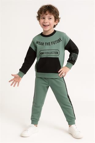 1700 - Wear The Future Baskılı Erkek Çocuk Takım - Mint Yeşili