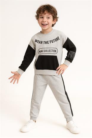 1700 - Wear The Future Baskılı Erkek Çocuk Takım - Gri