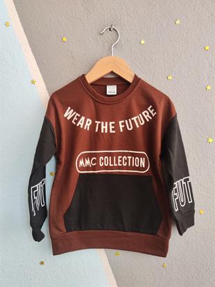 1700 - Wear The Future Baskılı Erkek Çocuk Takım - Acı Kahve