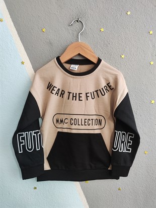 1700 - Wear The Future Baskılı Erkek Çocuk Takım - Bej