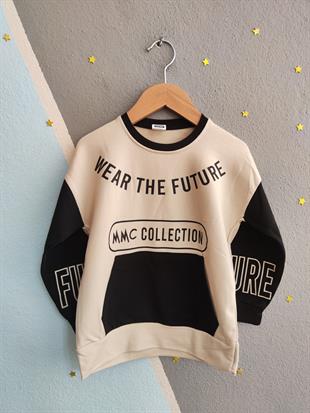 1700 - Wear The Future Baskılı Erkek Çocuk Takım - Krem