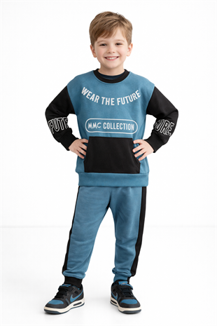 1700 - Wear The Future Baskılı Erkek Çocuk Takım - Buz Mavisi