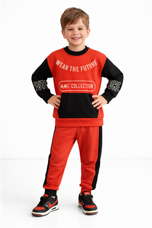 1700 - Wear The Future Baskılı Erkek Çocuk Takım - Turuncu