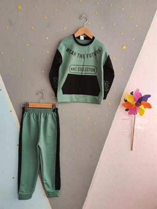 1700 - Wear The Future Baskılı Erkek Çocuk Takım - Yeşil