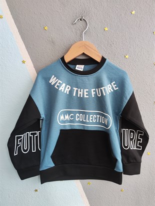 1700 - Wear The Future Baskılı Erkek Çocuk Takım - Buz Mavisi