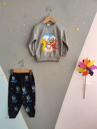 1745 - Karakter Baskılı Mevsimlik Erkek Takımı - Gri