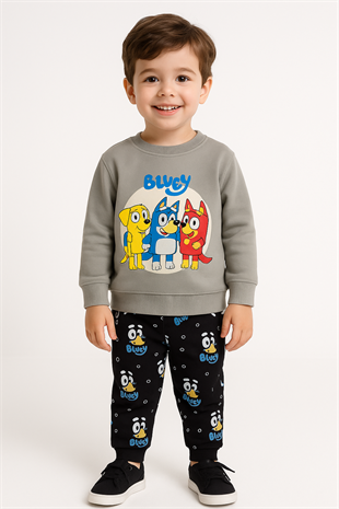 1745 - Karakter Baskılı Mevsimlik Erkek Takımı - Gri