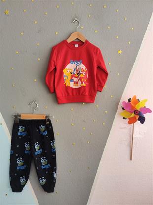 1745 - Karakter Baskılı Mevsimlik Erkek Takımı - Kırmızı