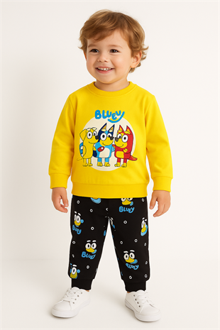 1745 - Karakter Baskılı Mevsimlik Erkek Takımı - Sarı