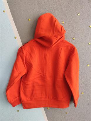 1759- Wonderfull Baskılı Kapüşonlu Erkek  Çocuk Hırkası - Turuncu