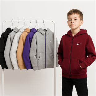 1759- Wonderfull Baskılı Kapüşonlu Erkek  Çocuk Hırkası - Bordo