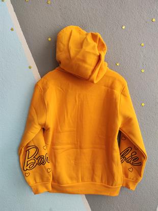 1764 - Karakter Desenli Kapüşonlu Kız Çocuk Hırkası - sarı