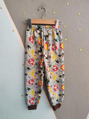 1791 - Hayvan Baskılı Erkek Eşofman Altı - Gri - Kahve