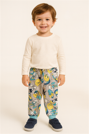 1791 -  Hayvan Baskılı Erkek Eşofman Altı - Gri - Mavi