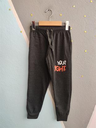 1796 - Your Right Baskılı Kapüşonlu Erkek Takım - Füme