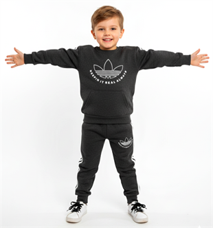 1802 - Always Baskılı 2 İp Kışlık Erkek Çocuk Takım - Füme