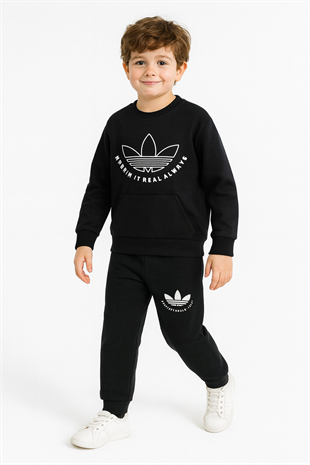 1802 - Always Baskılı 2 İp Kışlık Erkek Çocuk Takım - Siyah