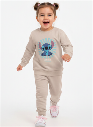 1817 - Stc Karakter Desenli Kız Çocuk takımı -Gri