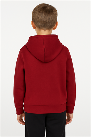 1832 -  Kapüşonlu Erkek Çocuk Hırkası - Bordo