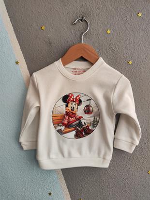 1878 -  Karakter Baskılı Mevsimlik Aylık Kız Bebek Takımı - Beyaz