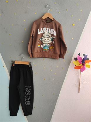 1914 - Karakter Baskılı Erkek Çocuk Takımı - Koyu Kahve