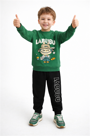 1914 - Karakter Baskılı Erkek Çocuk Takımı - Yeşil