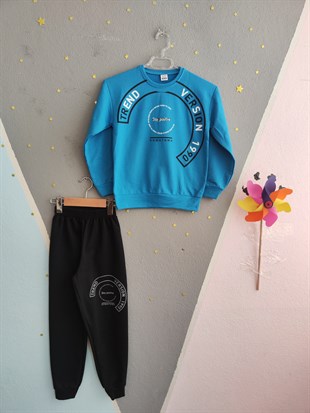 1917 - Trend Baskılı Erkek Çocuk Takım - Mavi