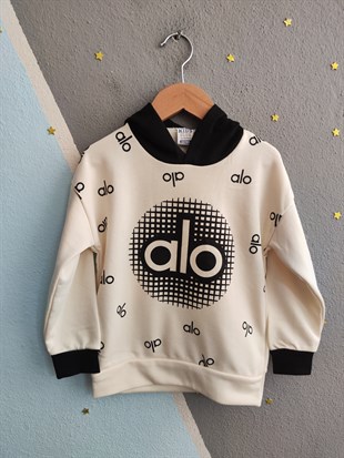 1918 - Kapüşonlu Baskılı Erkek Çocuk Takım - Siyah - Krem