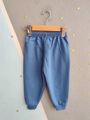 1923 - Aslan Baskılı Mevsimlik Erkek Çocuk Takım - Krem - Mavi