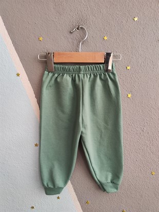 1923 - Aslan Baskılı Mevsimlik Erkek Çocuk Takım - Yeşil - Beyaz