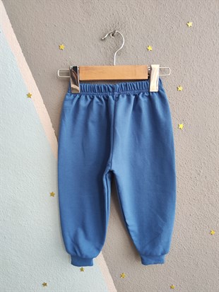 1923 - Aslan Baskılı Mevsimlik Erkek Çocuk Takım - Mavi - Beyaz